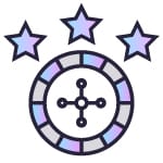 An image of 3 stars on top of a roulette wheel symbolises free roulette rankings